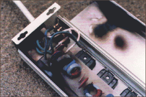 Exploded MOV inside a surge protector
