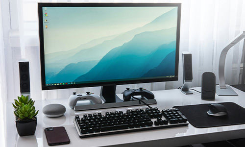 Desk With Computer